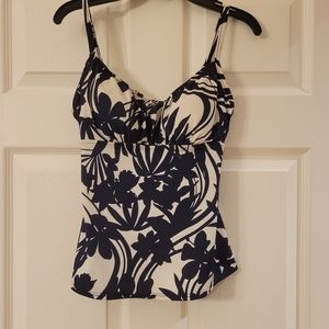 Caribbean Joe Island, Navy Blue & White Tankini Top, Size: 8